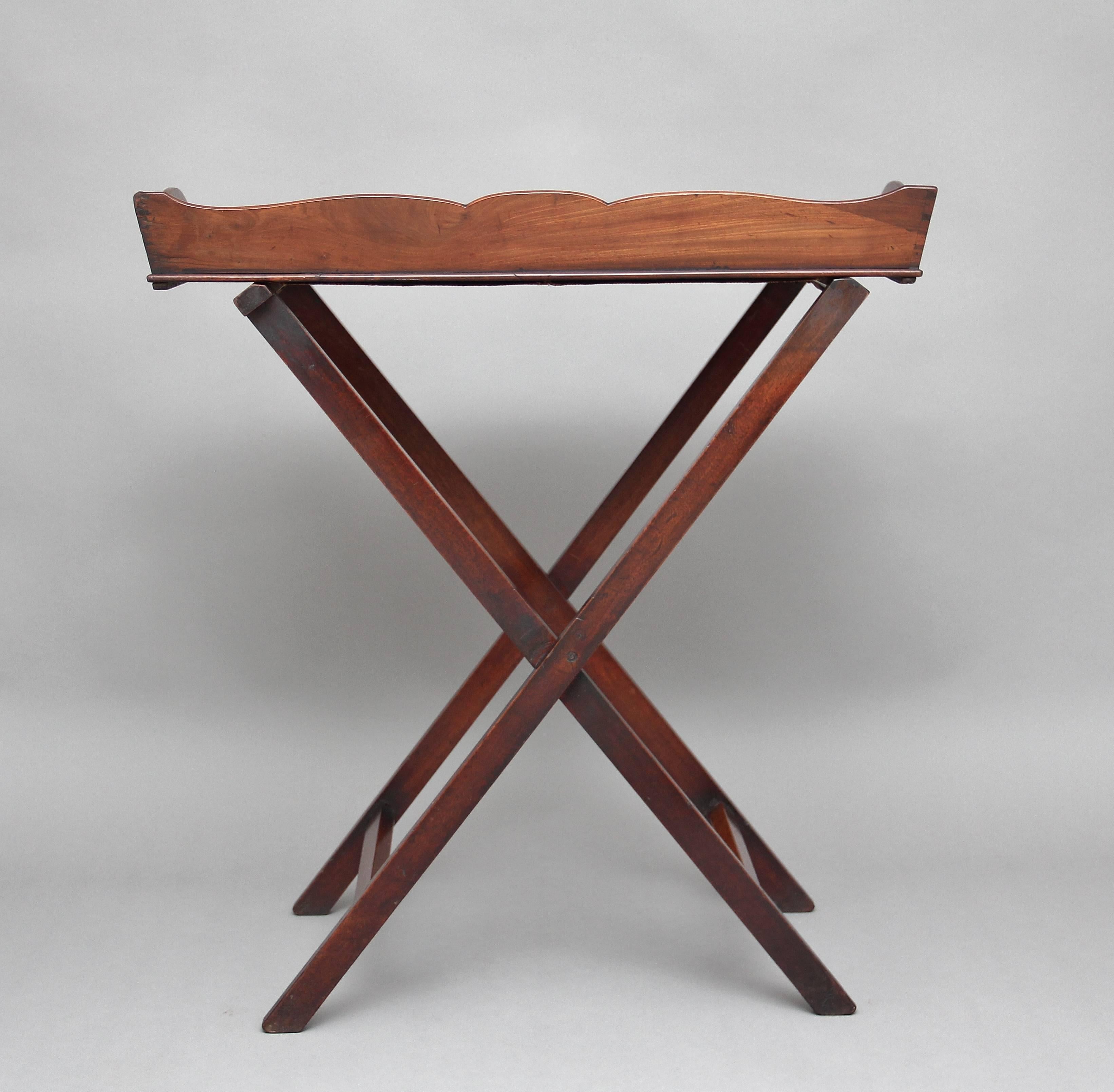 English 19th Century Mahogany Butlers Tray on Stand
