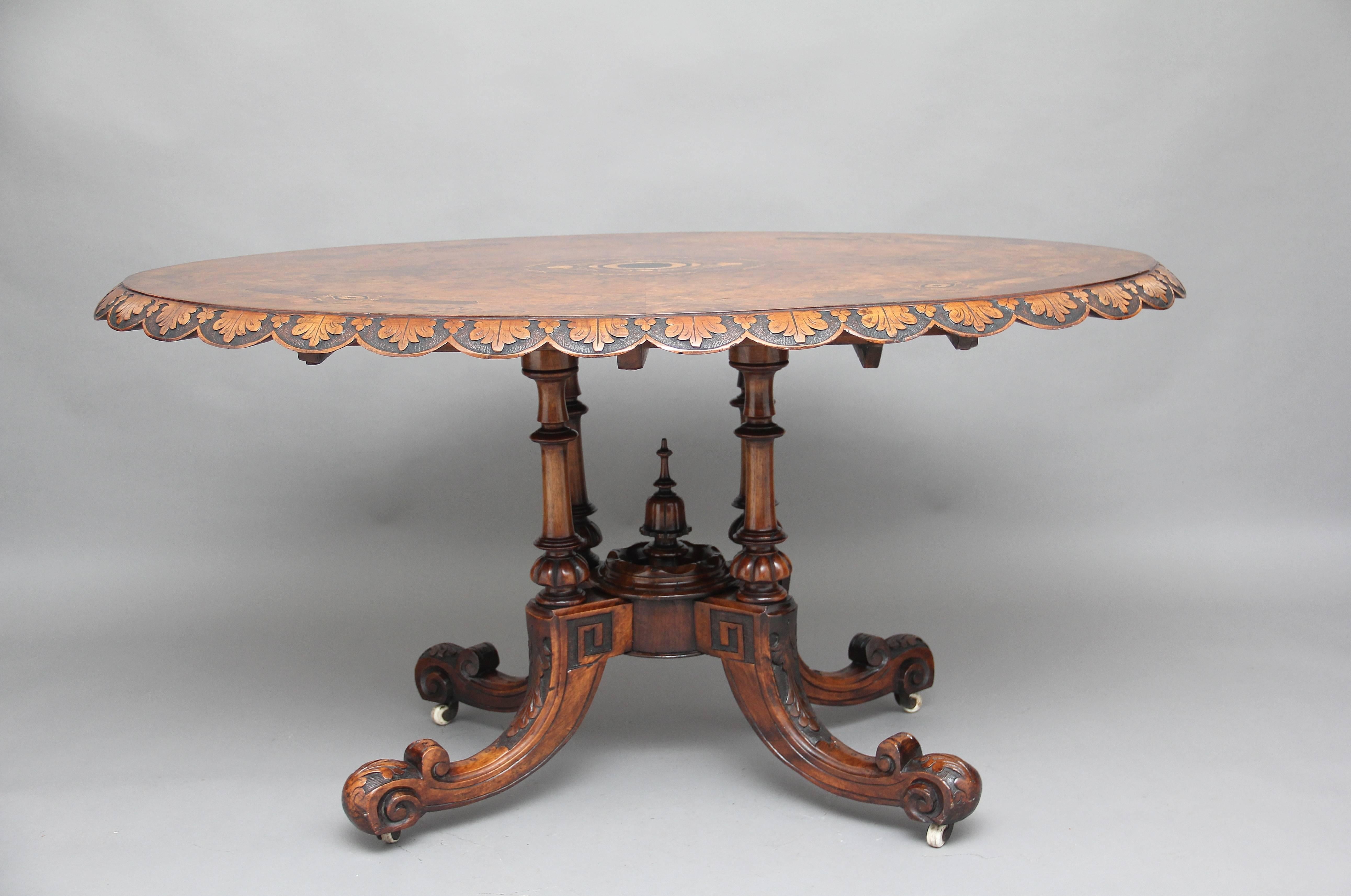 19th Century Burr Walnut Centre Table 4