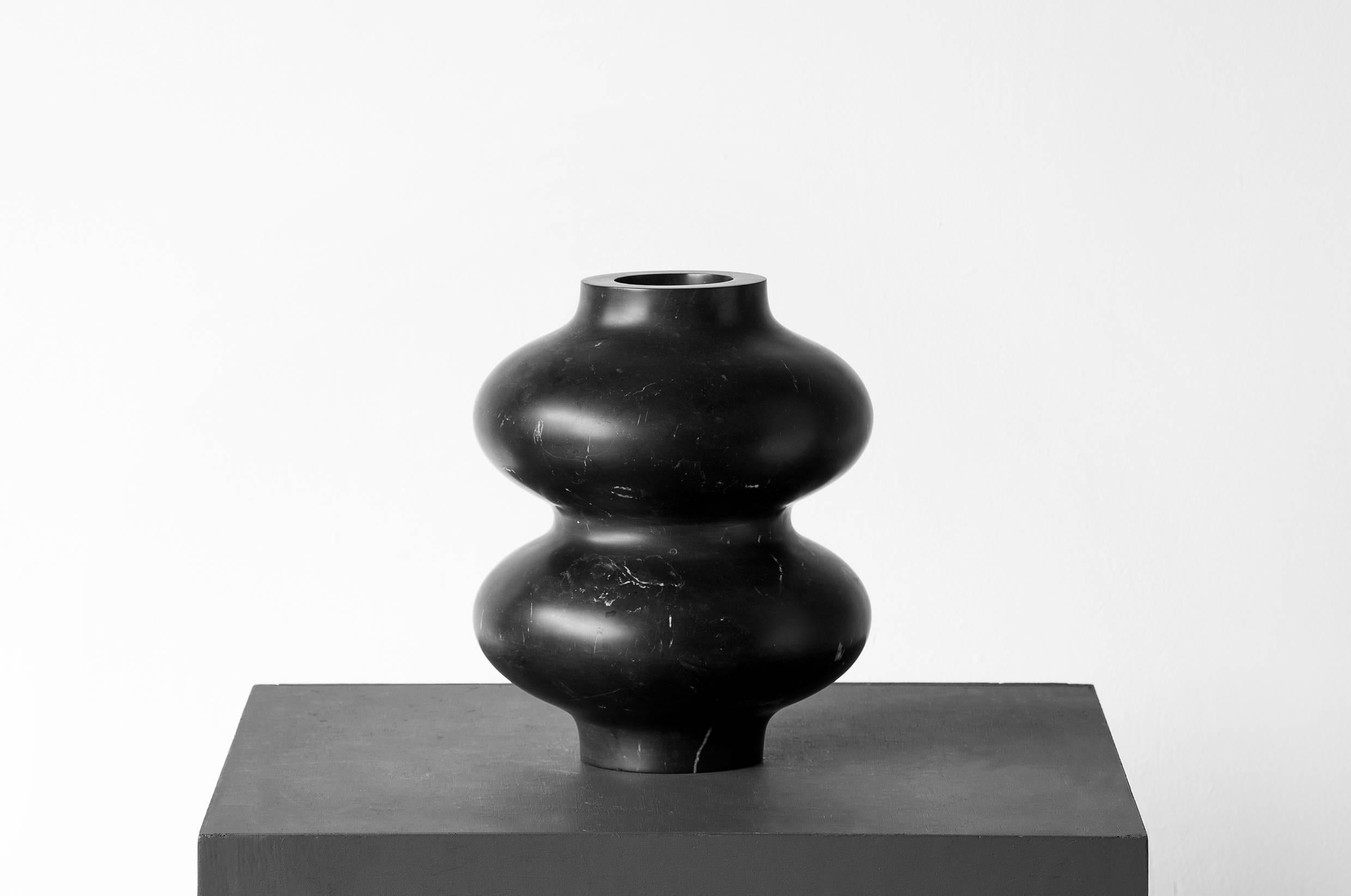 Brutalist S.R.O Rito Black Marble Vessel #6 'Small' by EWE Studio For Sale