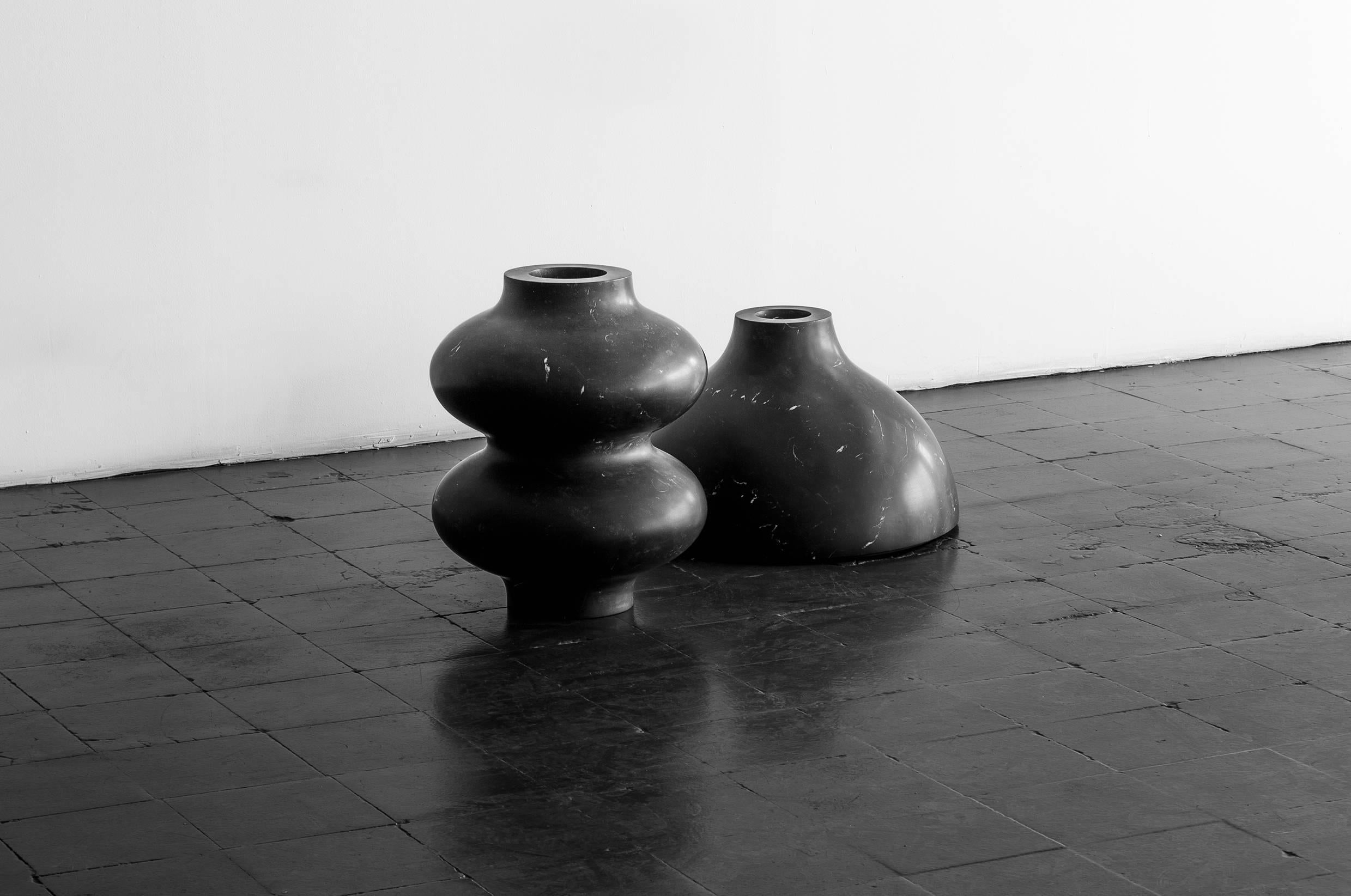 Hand-Carved S.R.O Rito Black Marble Vessel #6 'Small' by EWE Studio For Sale