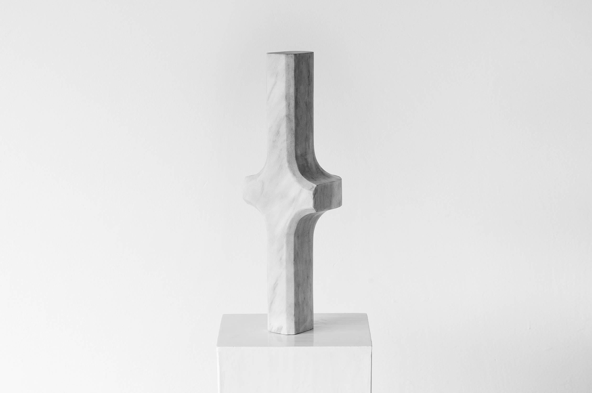 Hand-Carved S.R.O Símbolo White Marble Cross ( Large )  by EWE Studio For Sale