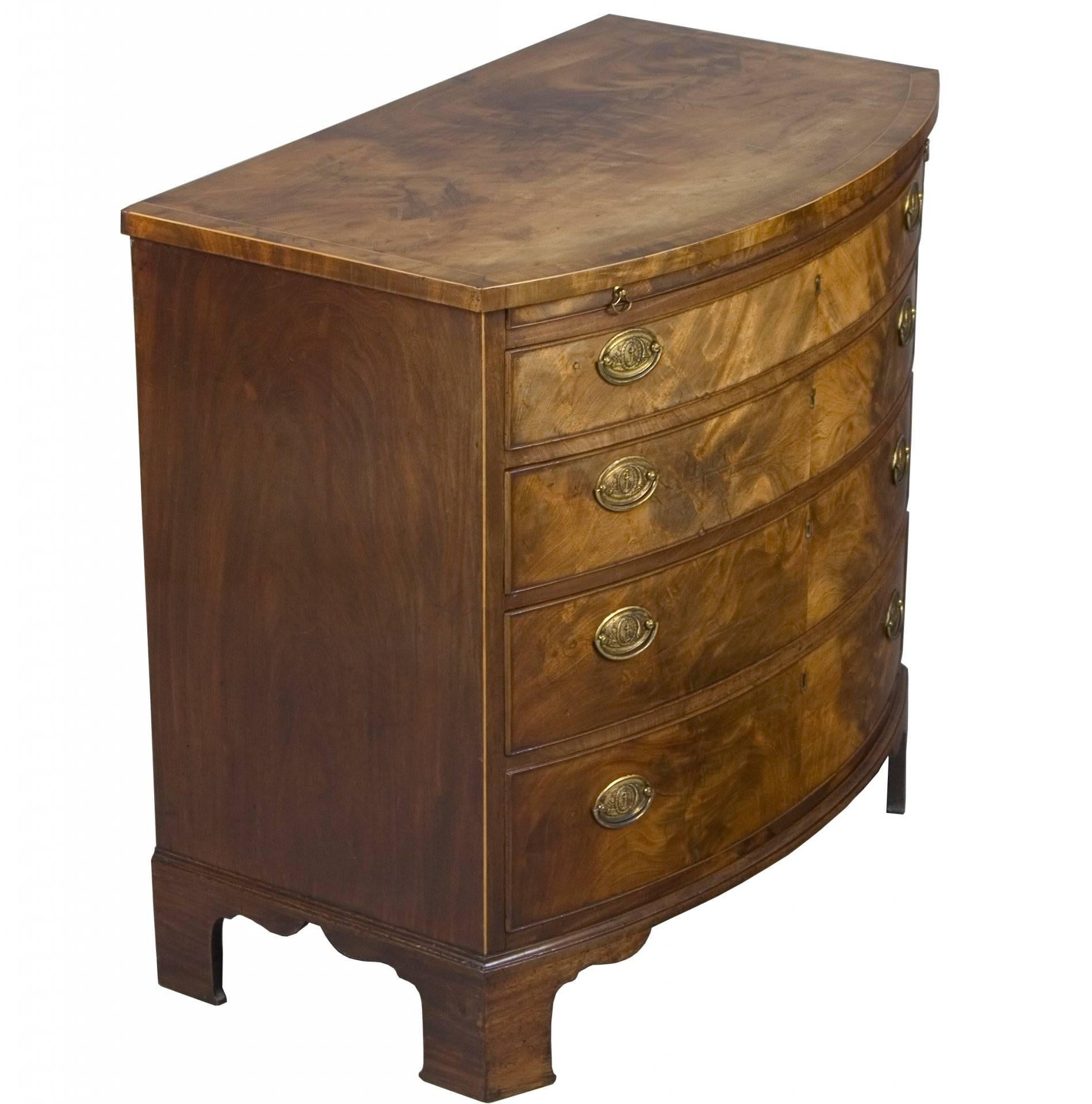 English Bow Front Chest of Drawers with Brushing Slide