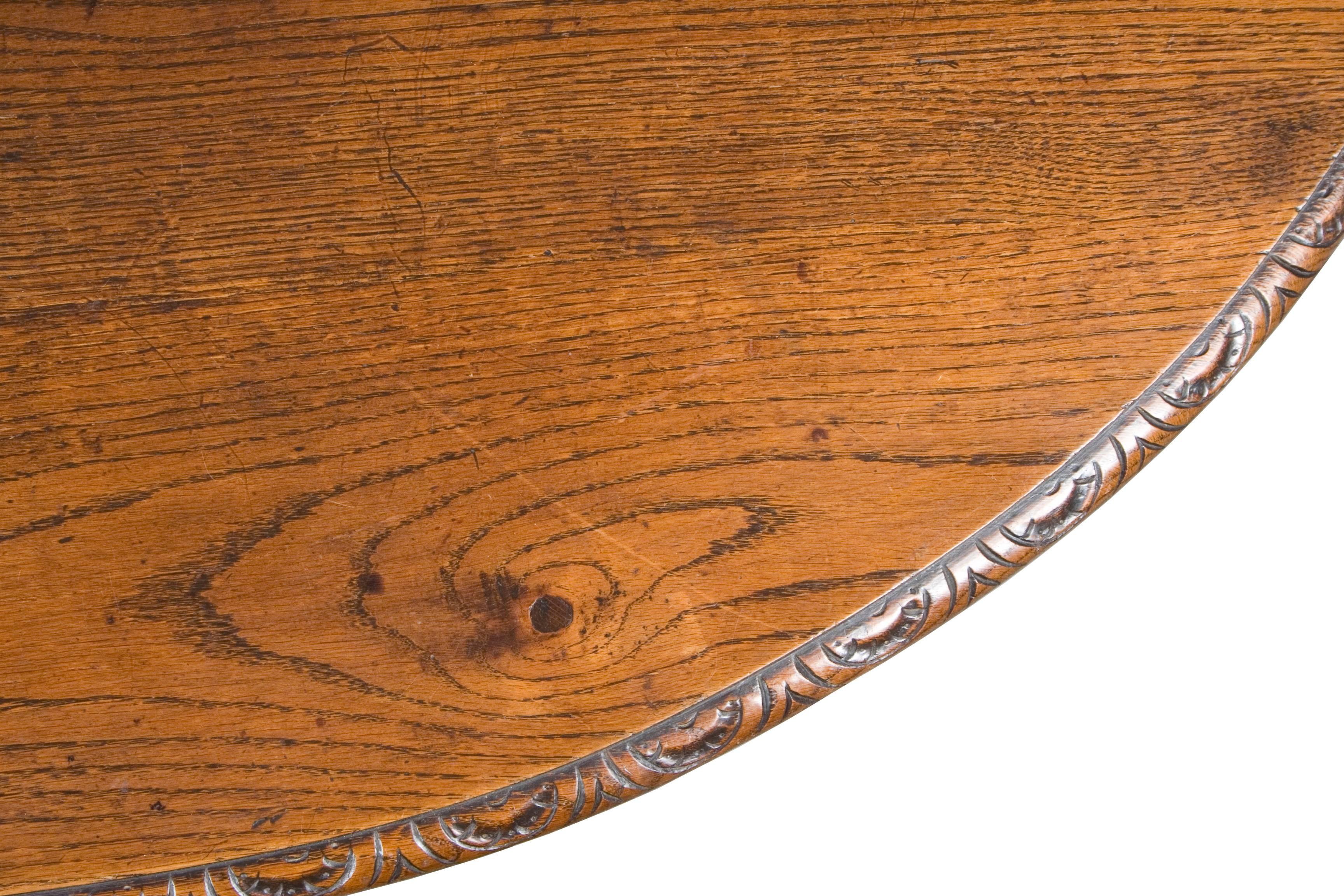 Hand-Carved Antique Carved Oak Fox Head Oval Table