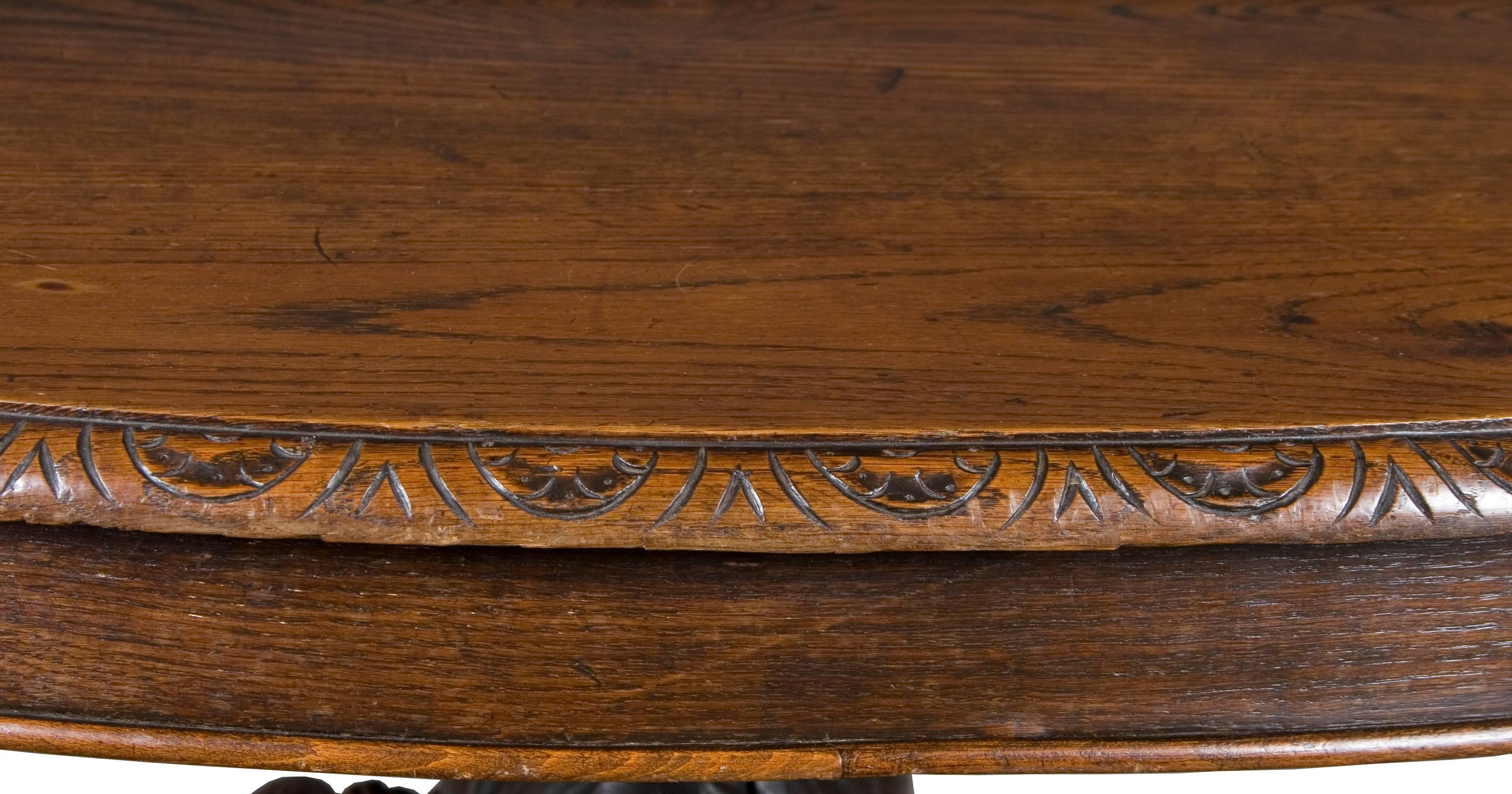 Victorian Antique Carved Oak Fox Head Oval Table