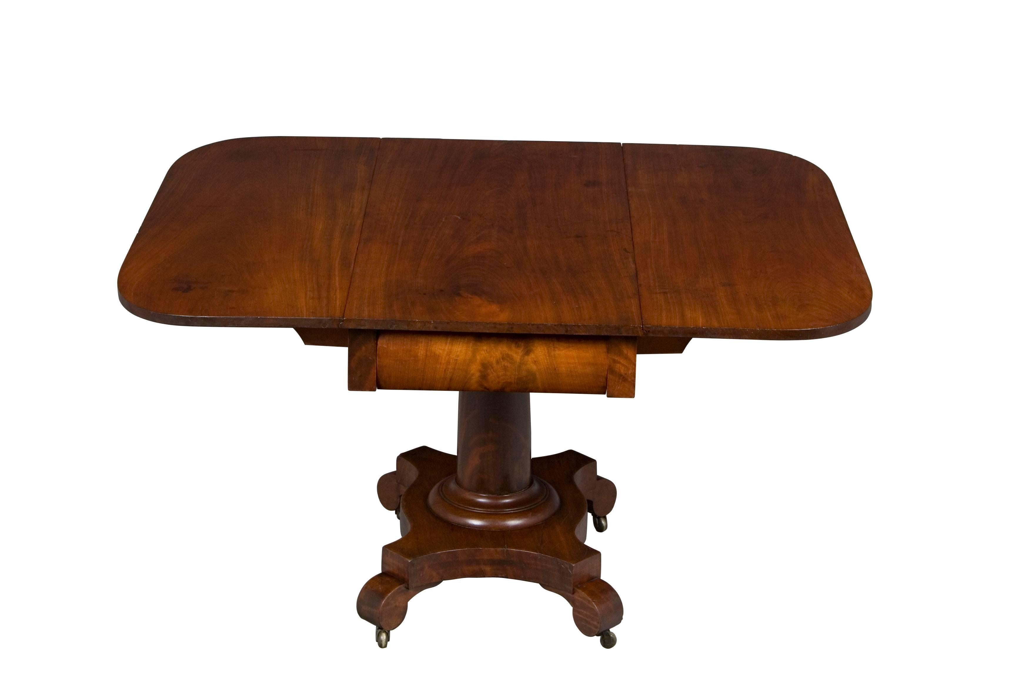 English Victorian Mahogany Drop-Leaf Center Table