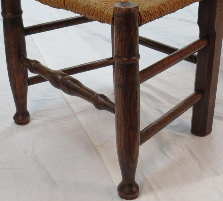English Oak Set of Six Ladder Back Dining Kitchen Chairs For Sale at