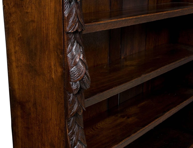 English Victorian Period Carved Oak Short Bookcase at 1stDibs