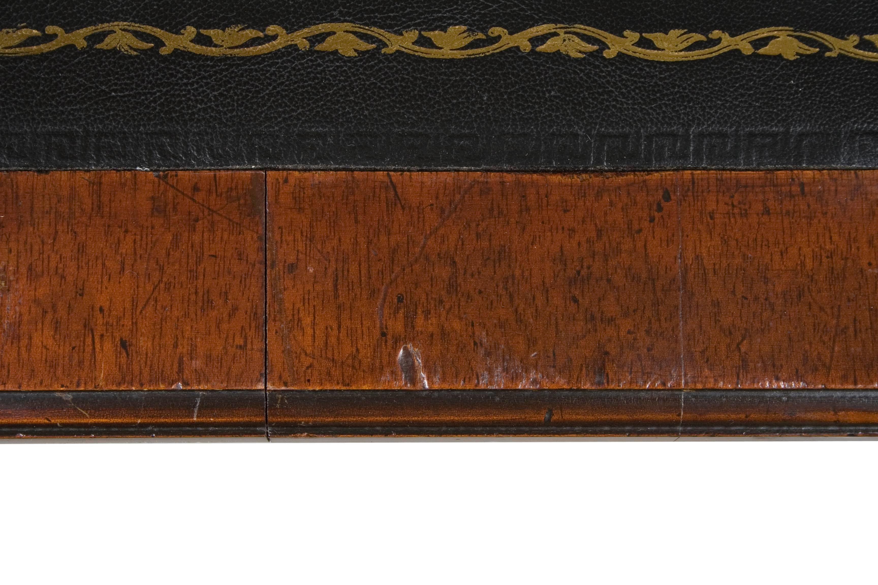 Early 20th Century Carved Mahogany Leather Top Library Table For Sale