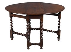 Victorian Period Oak Barley Twist Gate Leg Table