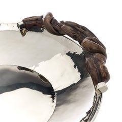 Nickel Silver Contemporary Round Centerpiece with Wooden Kenua Root Handle