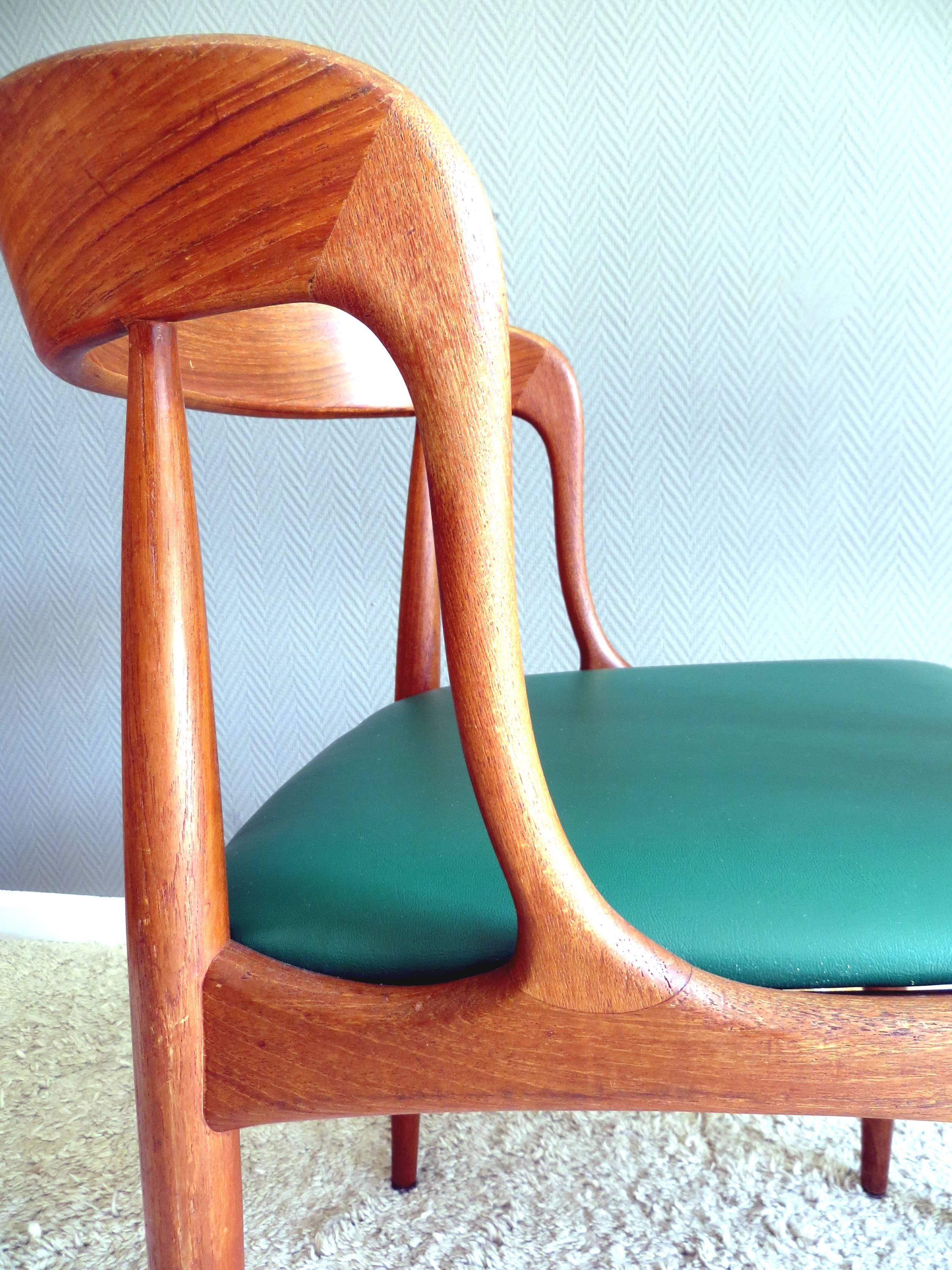Uldum Denmark Model 16 by Johannes Andersen Dining Teak Chairs , Set of 2, 1960s 1