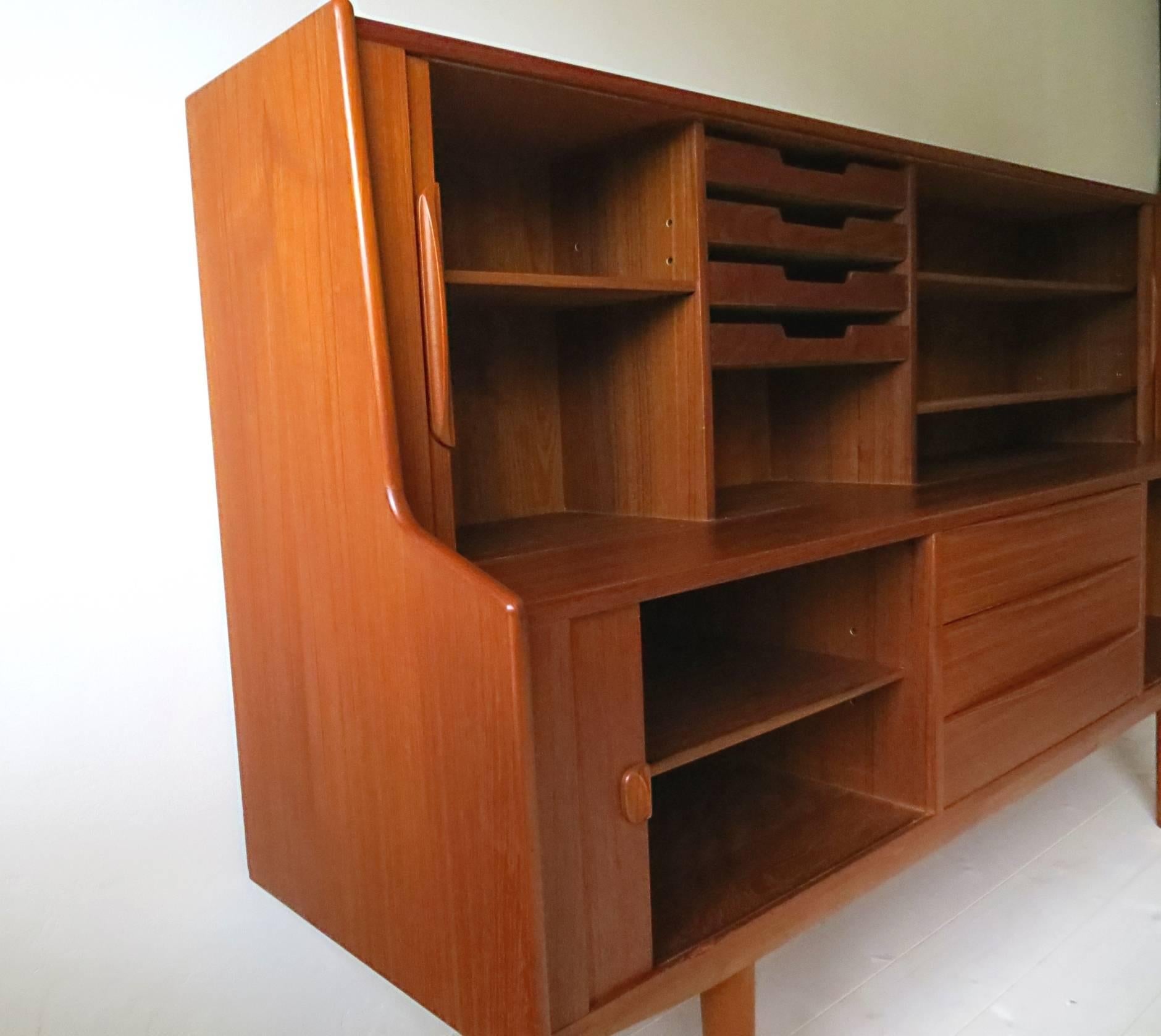 Veneer Ib Kofod-Larsen Teak Sideboard Credenza for Faarup Danish Modern Design  , 1960s For Sale