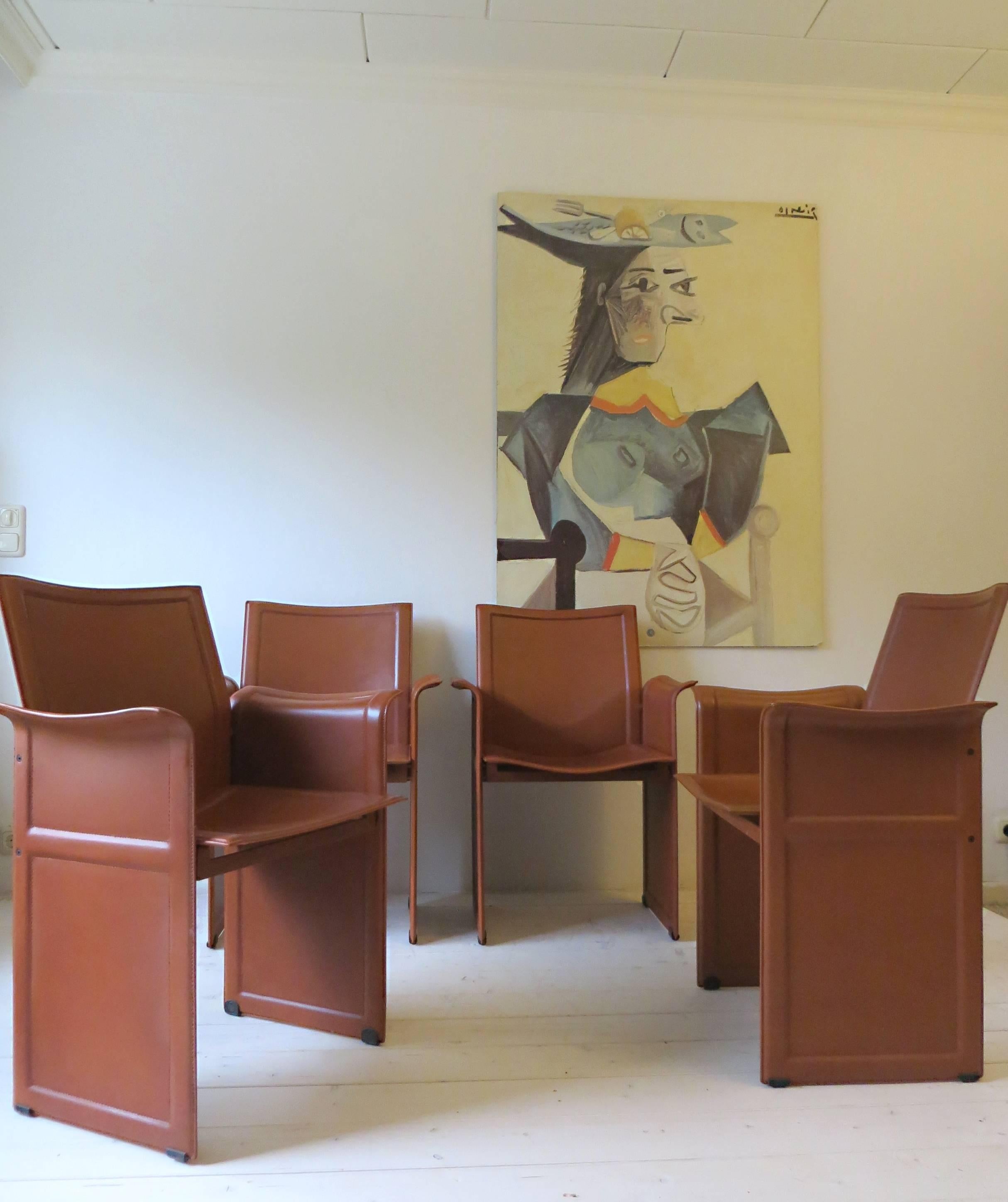 Four Italian 1970s Korium Chairs by Tito Agnoli for Matteo Grassi (Moderne)