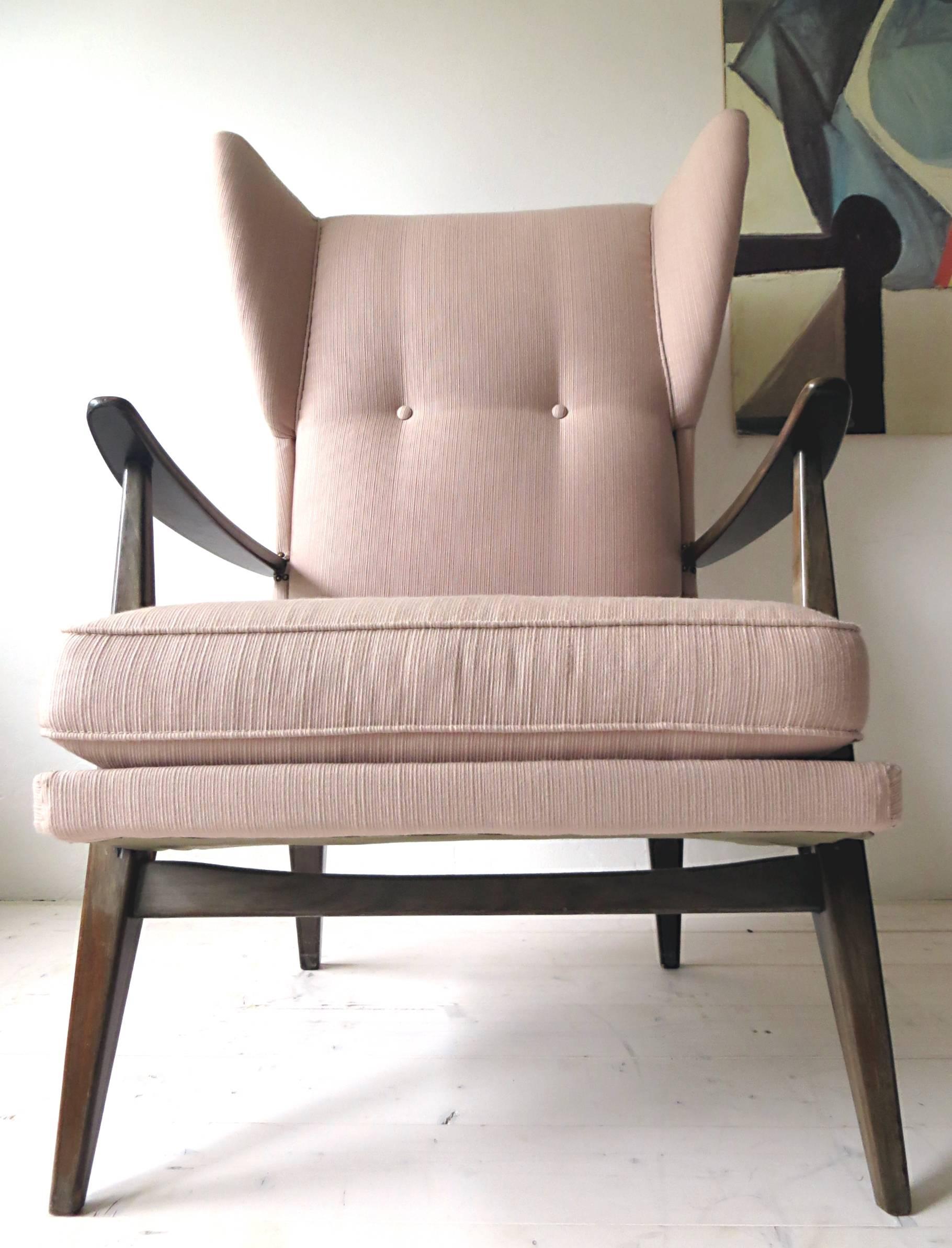 German 1950s Knoll Antimott Wingback Chair by Walter Knoll in Fine Old Rose