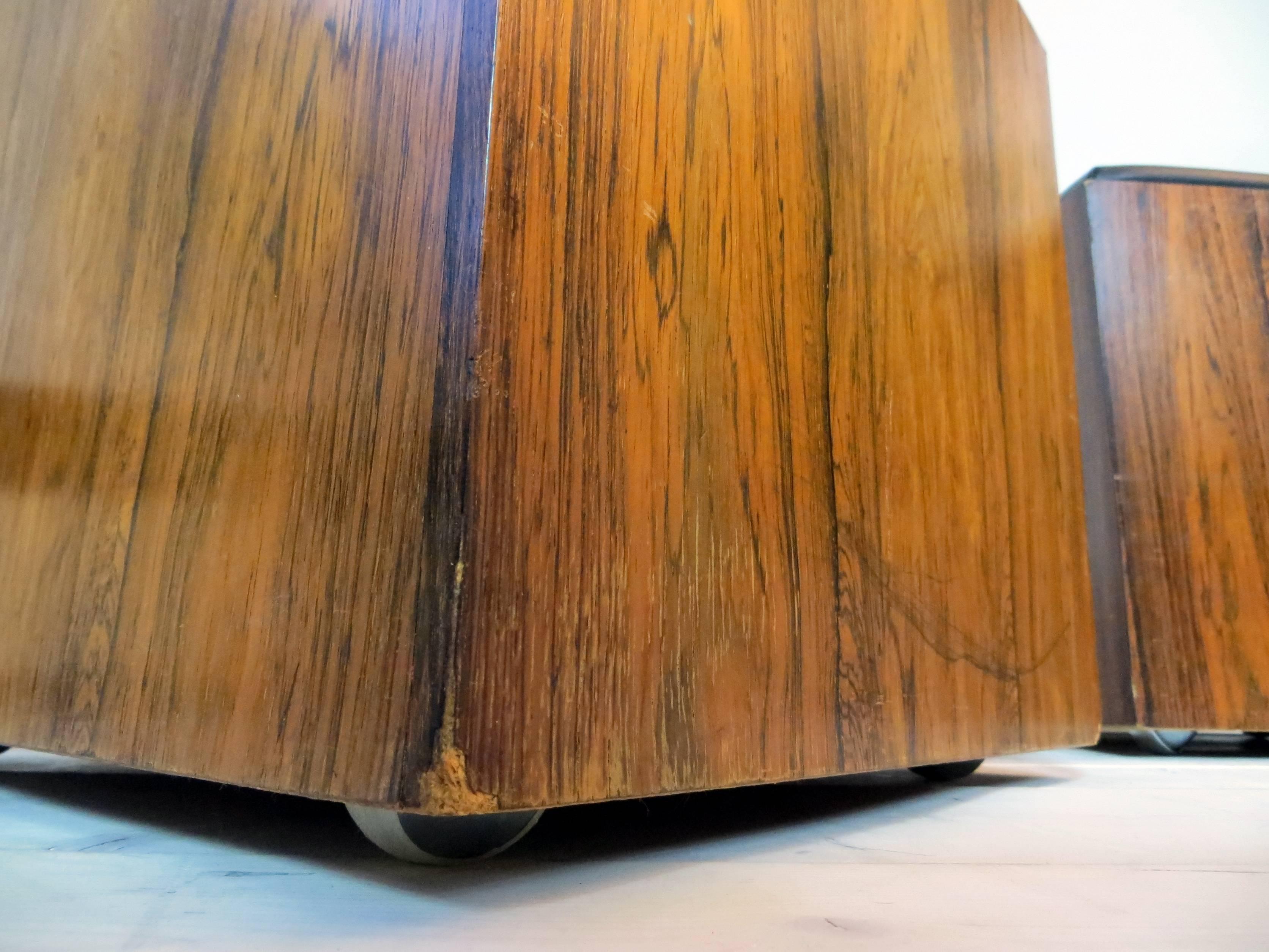 20th Century Pair of Danish Rio Rosewood Rollable Cubes Stools or Side Tables, 1960s For Sale
