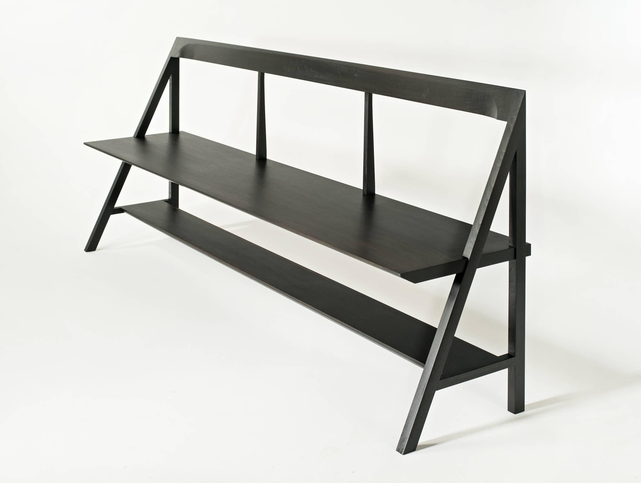 The cantilever bench is inspired by classic Bauhaus design.

The cantilever bench is a simplified form that blends rationality with functionality.

Originally envisioned as an entryway piece, the shelf below provides a practical means of storage