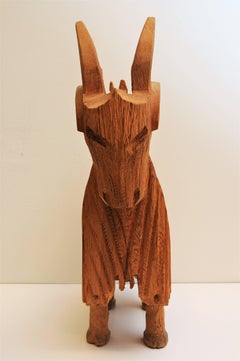Big Scandinavian Wooden Goat Figurine