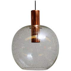 Beautiful Vintage Glass Dome Pendant on a Copper Cylinder