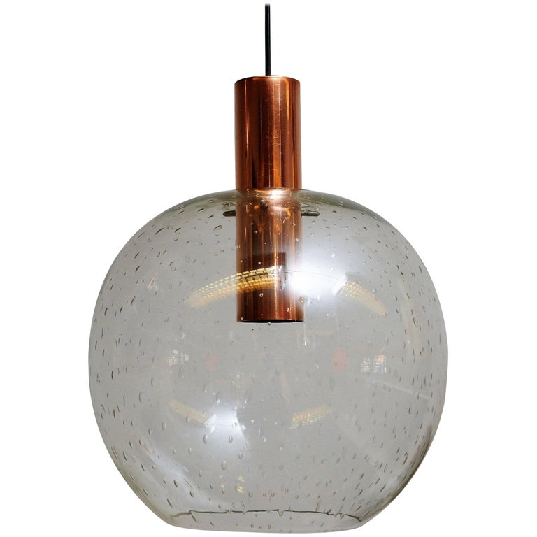 Copper Cylinder Pendant Light beautiful vintage glass dome pendant on a copper cylinder for sale