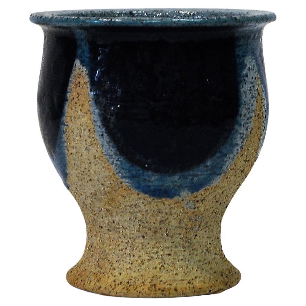 Swedish ceramic Vase in Blue and Beige by Inger Persson for Rörstrand, 1960s In Good Condition In Stockholm, SE