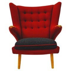 Lovely and large Scandinavian Red and Black Wingback Armchair 1950s