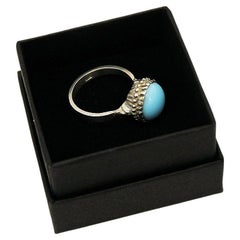 Silver Ring with Light Blue Stone 1950s, Scandinavia