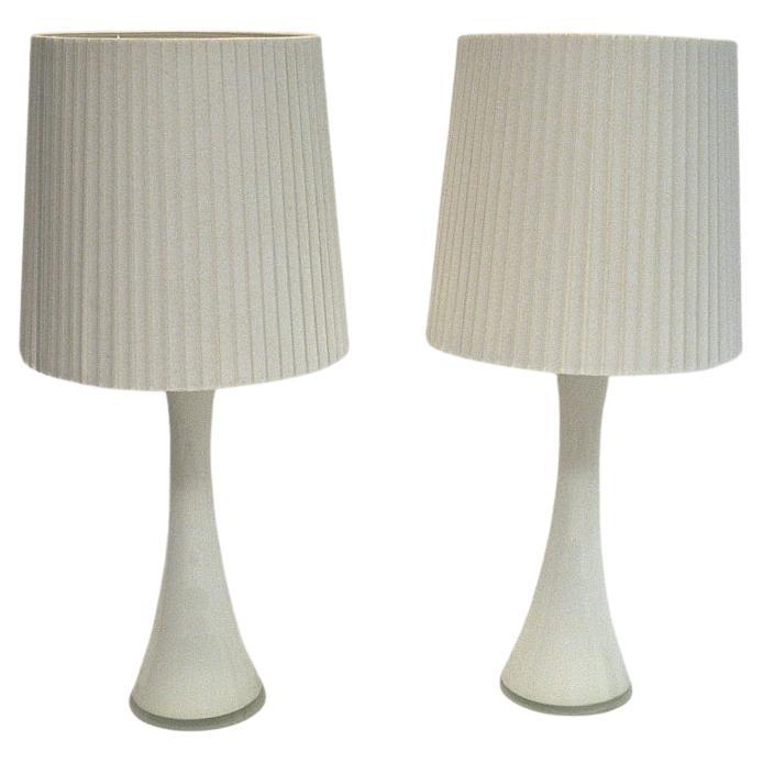 White Glass Table Lamp Pair by Berndt Nordstedt for Bergboms, Sweden, 1960s