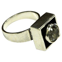 Sterling Silver Rock Crystal Ring by Alton, Sweden, 1968