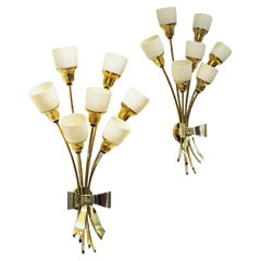Vintage Bouquet Modern Design Brass Wall Lamp Pair from the 1940s