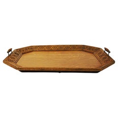 Large Antique Carved Wood Tray or Plate from Scandinavia, 1920