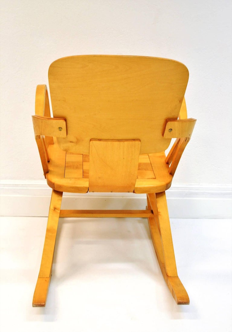 Norwegian Rocking Chair with Chesspatterns 1940-50`s by Per Aaslid, Norway  at 1stDibs