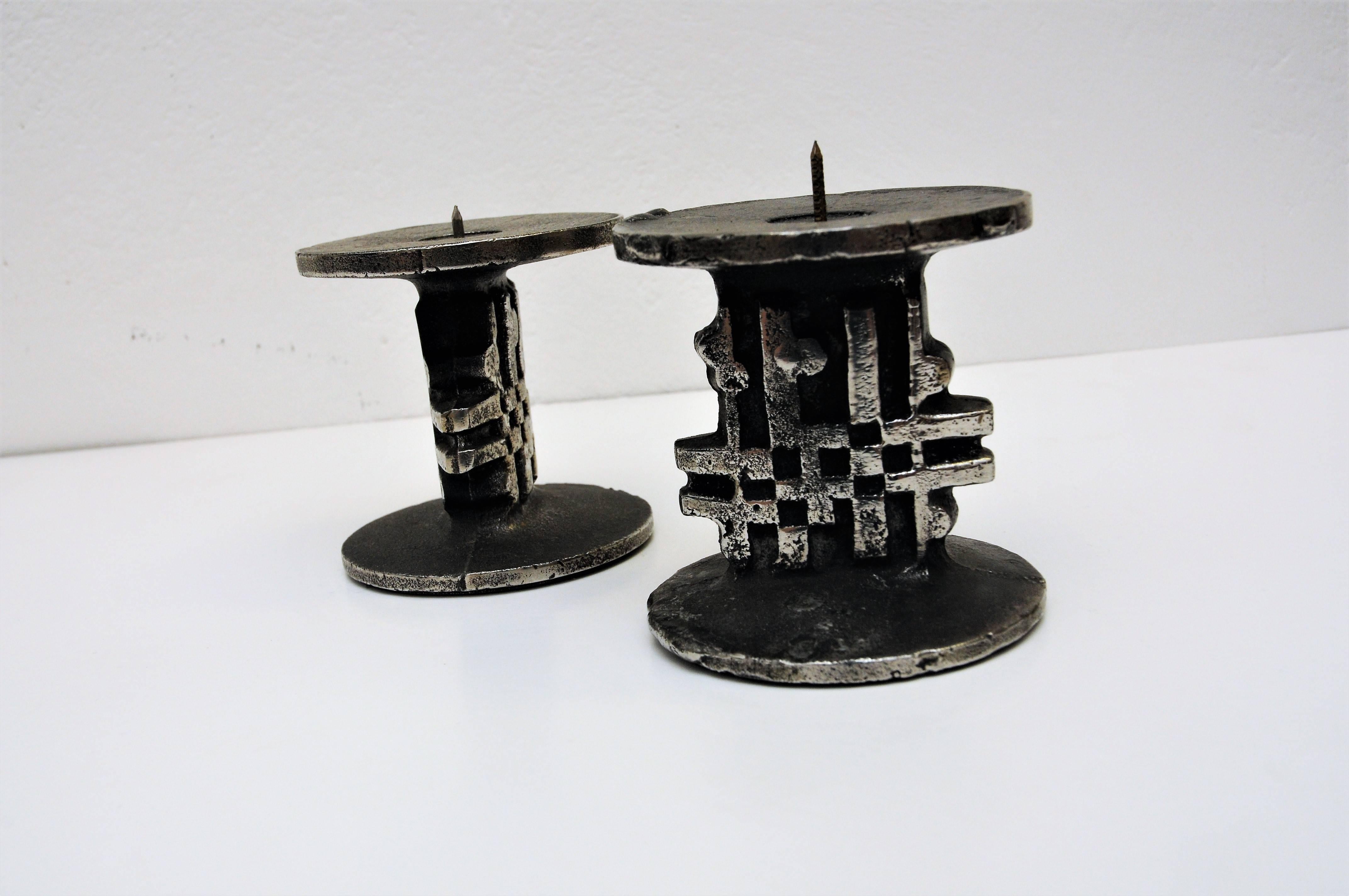 Stainless Steel Candleholders Set of Two 