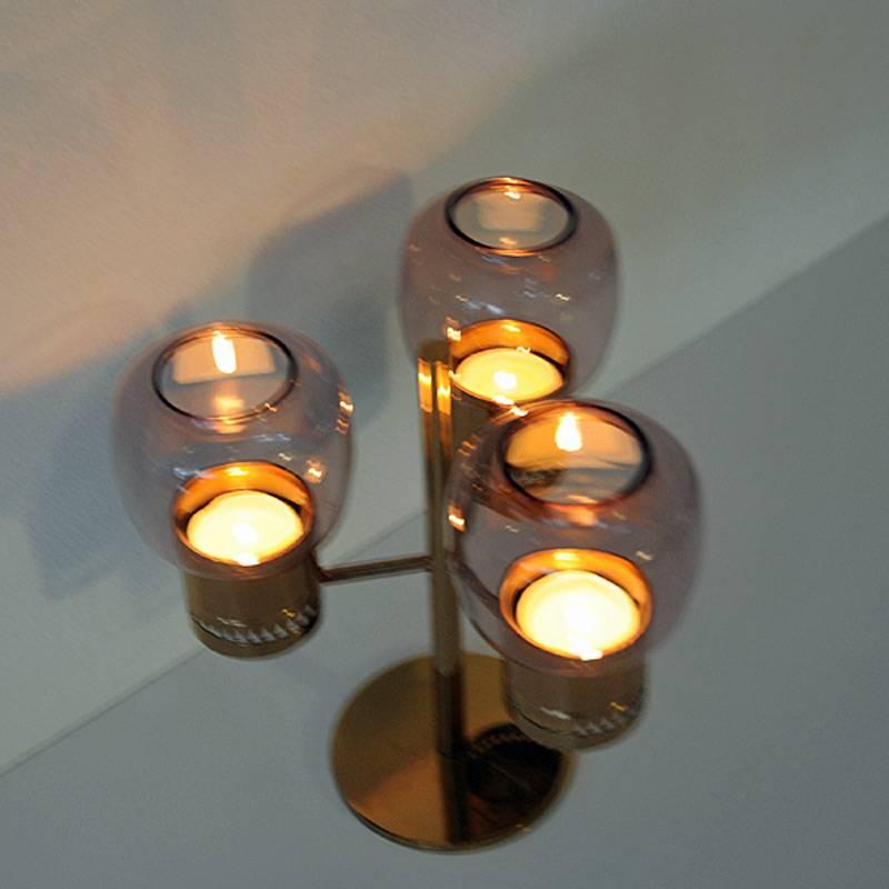 Scandinavian Modern Candleholder Set L67 in Clear Purple, Hans-Agne Jakobsson, Markaryd, Sweden