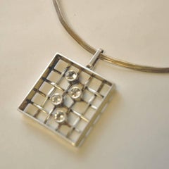 Silver Necklace with Brilliant Cut Rock Crystals 1960-70`s, Salovaara, Finland