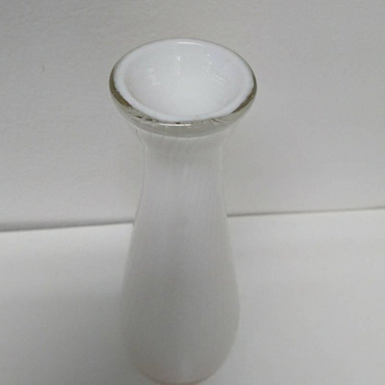 Norwegian White Vintage Glass Vase Ariel By Hermann Bongard, Norway 1956 For Sale