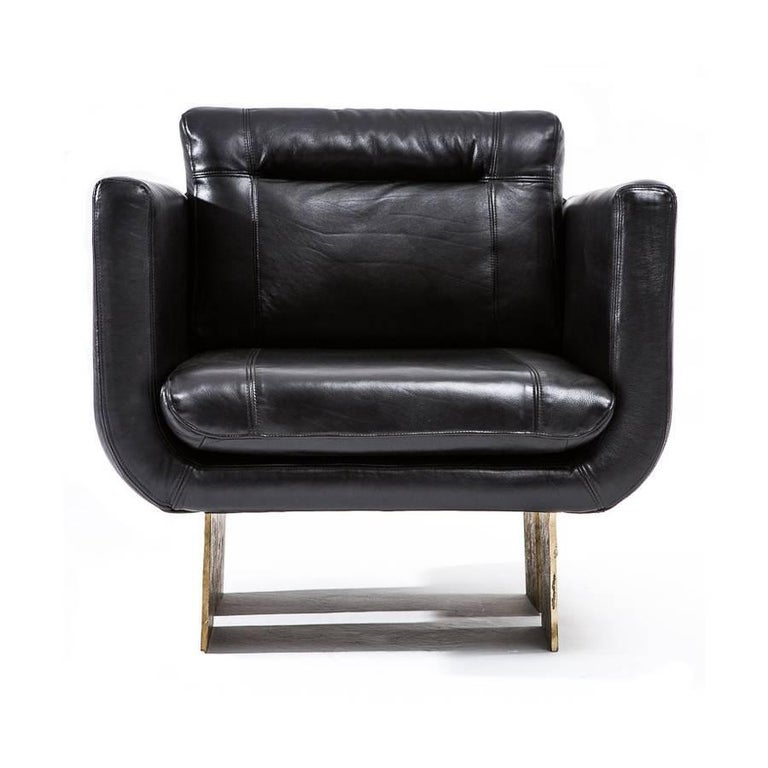 Extraordinary leather and etched brass occasional or lounge chair.
Handcrafted in Europe.

COM available.

 