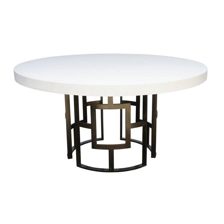 Palm Beach Dining Table with Concrete Top and Metal Base Contemporary