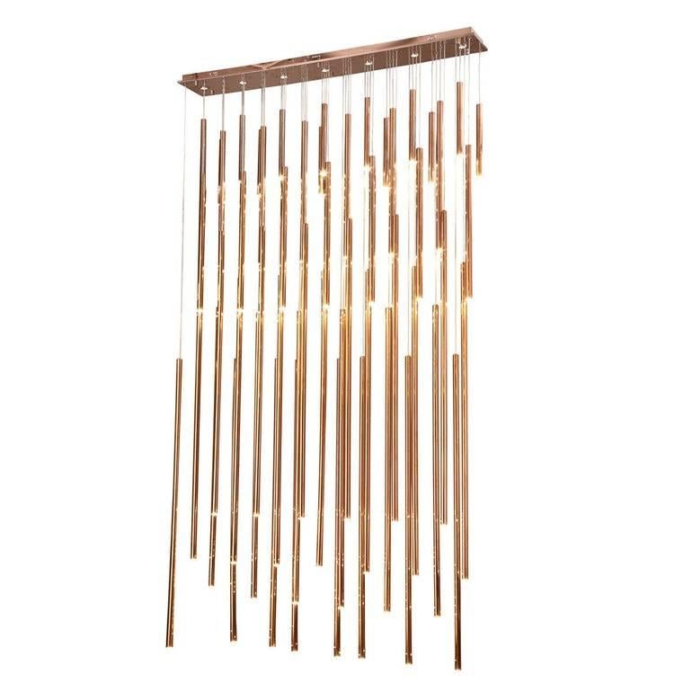LED Drape Waterfall Chandelier in Rose Gold Contemporary For Sale
