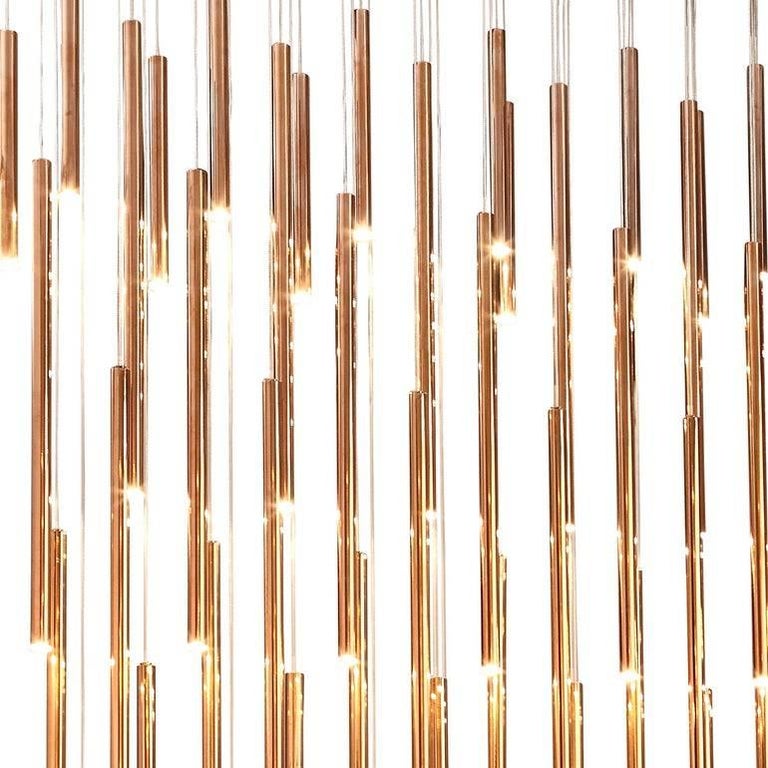 LED Drape Waterfall Chandelier in Rose Gold Contemporary For Sale at 1stDibs rose gold