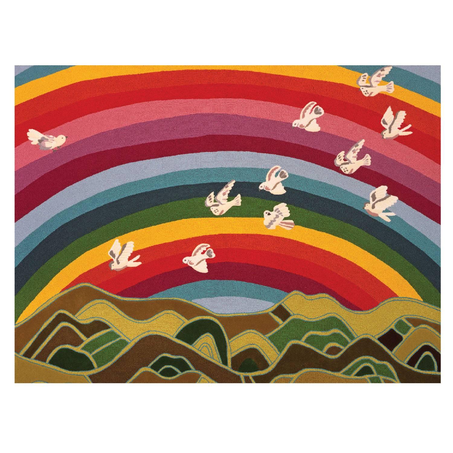 Angela Adams Rainbow Area Rug and Tapestry, One-of-a-Kind, Handcrafted, Modern For Sale