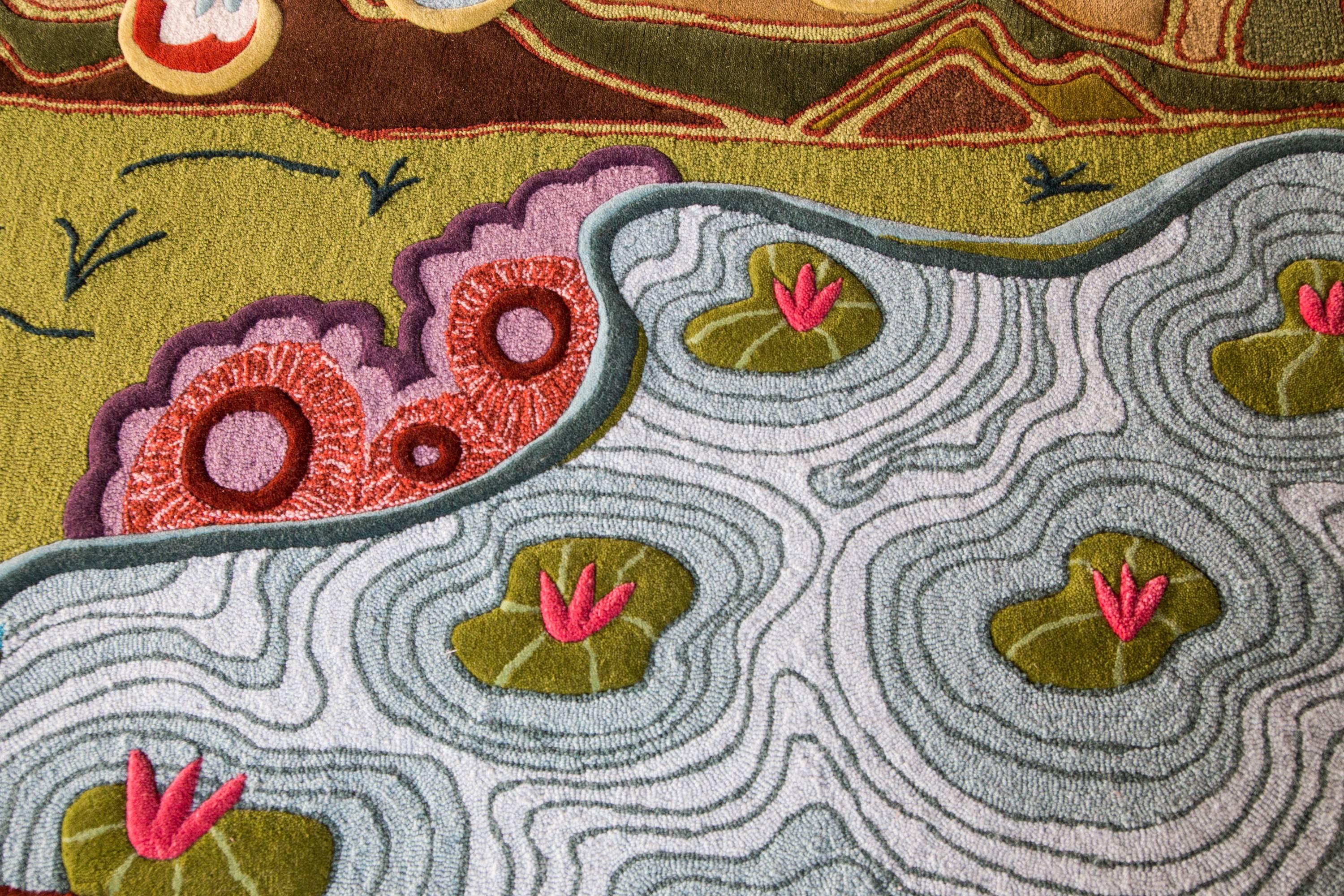 Modern Angela Adams Easton's Pond Area Rug & Tapestry, One-of-a-kind, Handcrafted Wool For Sale