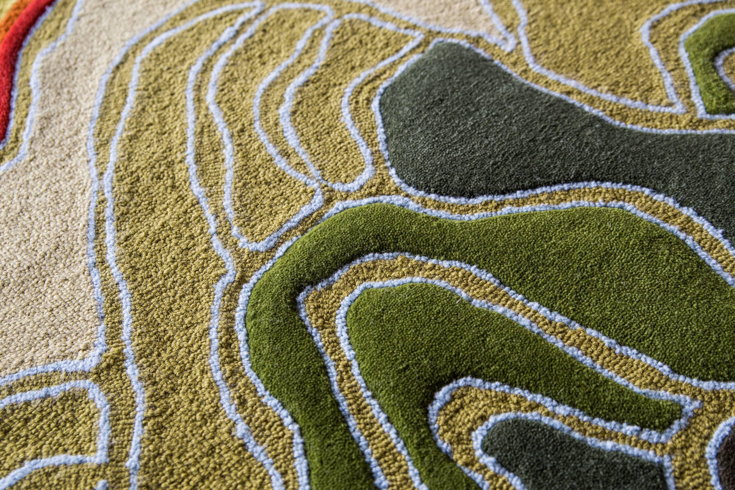 American Angela Adams Rain Area Rug & Tapestry, One-of-a-kind, Handcrafted, Wool, Modern For Sale