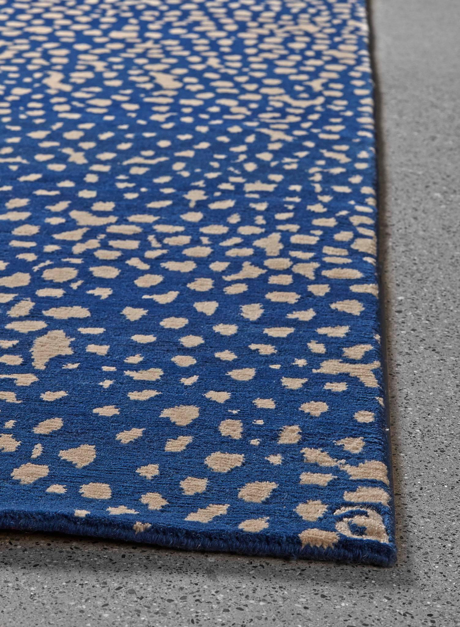 Angela Adams Starry, Blue Area Rug, 100% New Zealand Wool, Hand-Knotted, Modern  For Sale 1