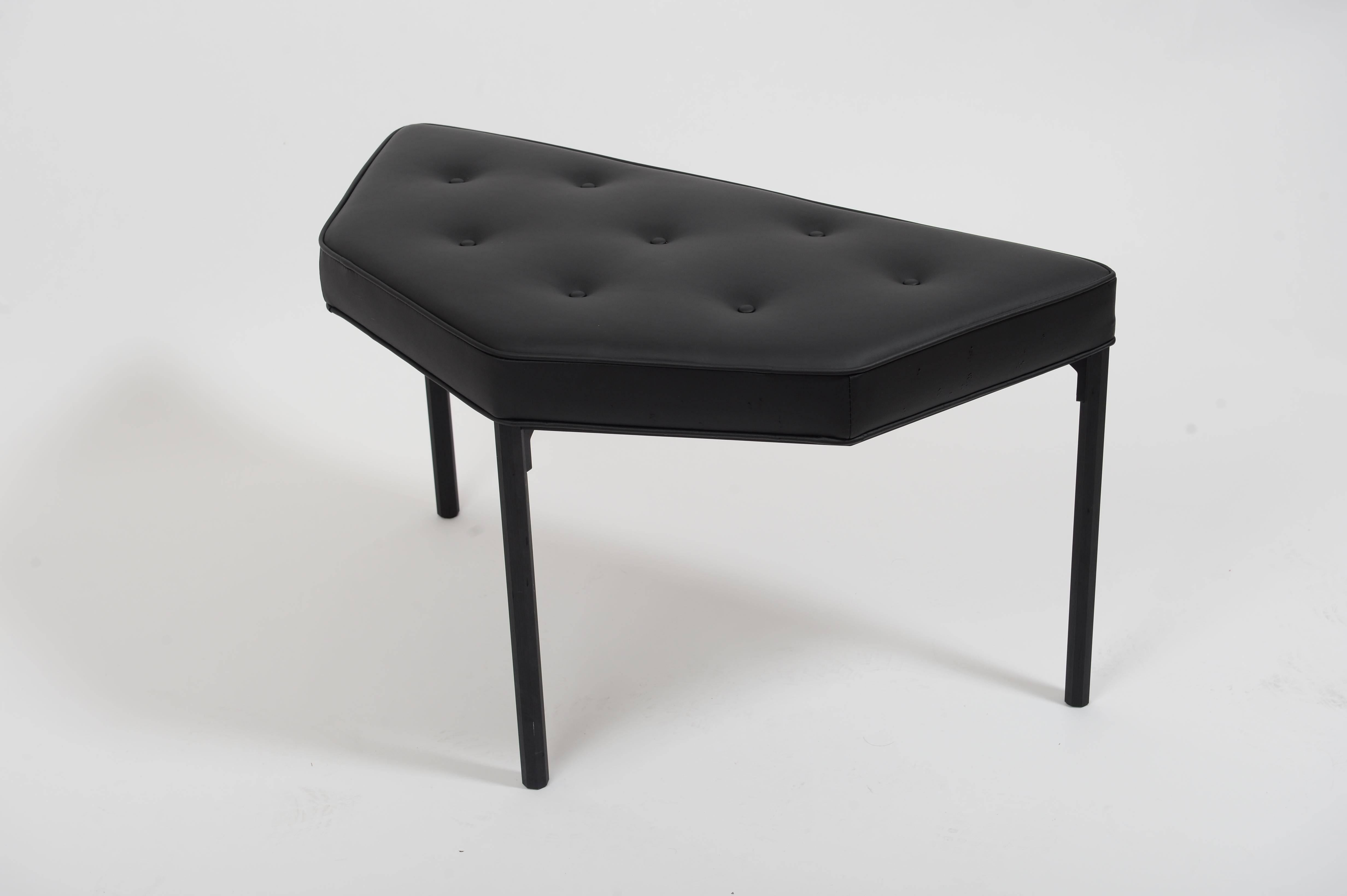 Minimalist Demilune Vanity Stool in Milled and Anodized Aluminum, Leather by Jonathan Nesci For Sale