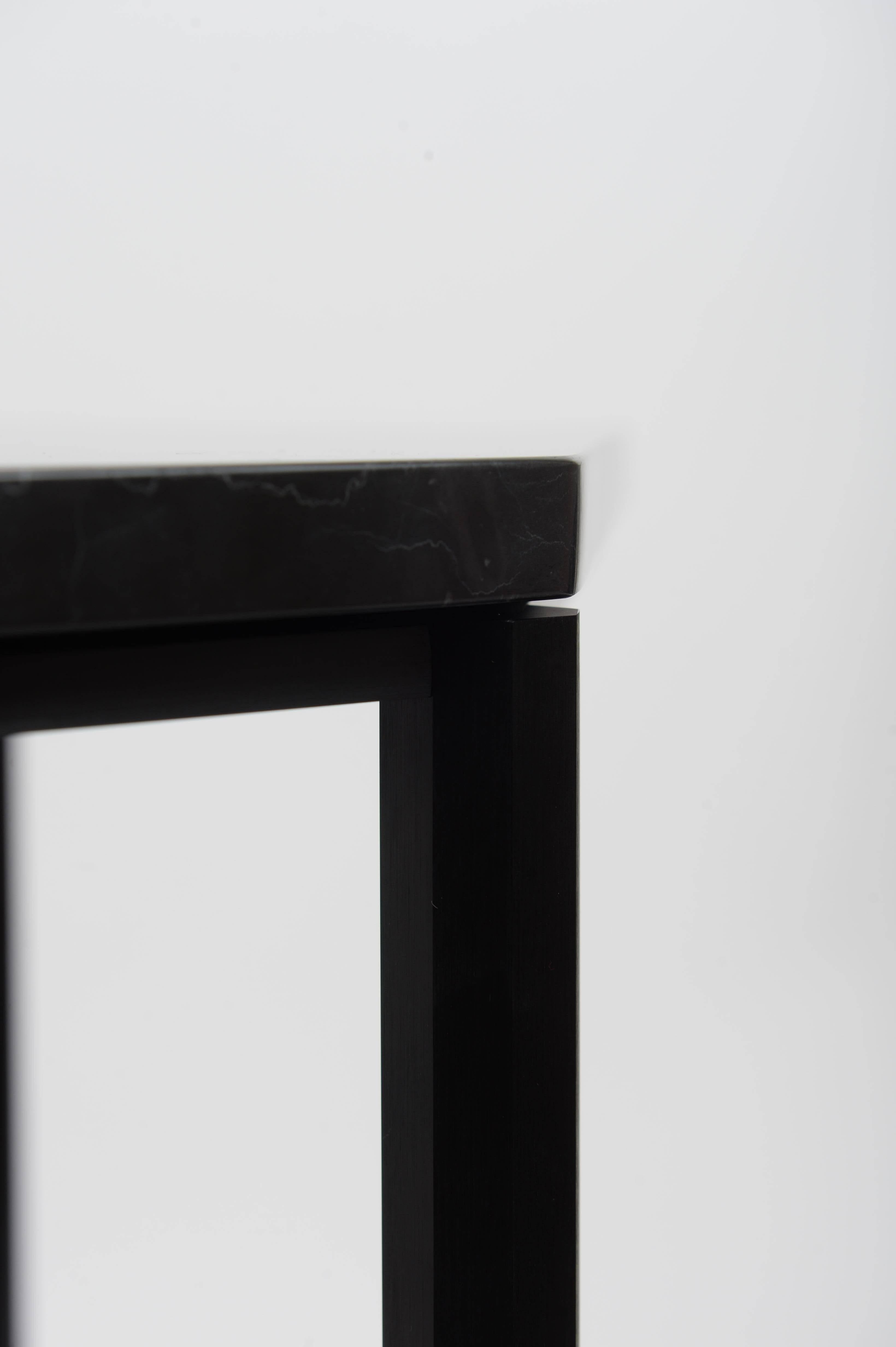 Contemporary Demilune Console Entry Table in Milled and Anodized Aluminium and Cut Marble For Sale