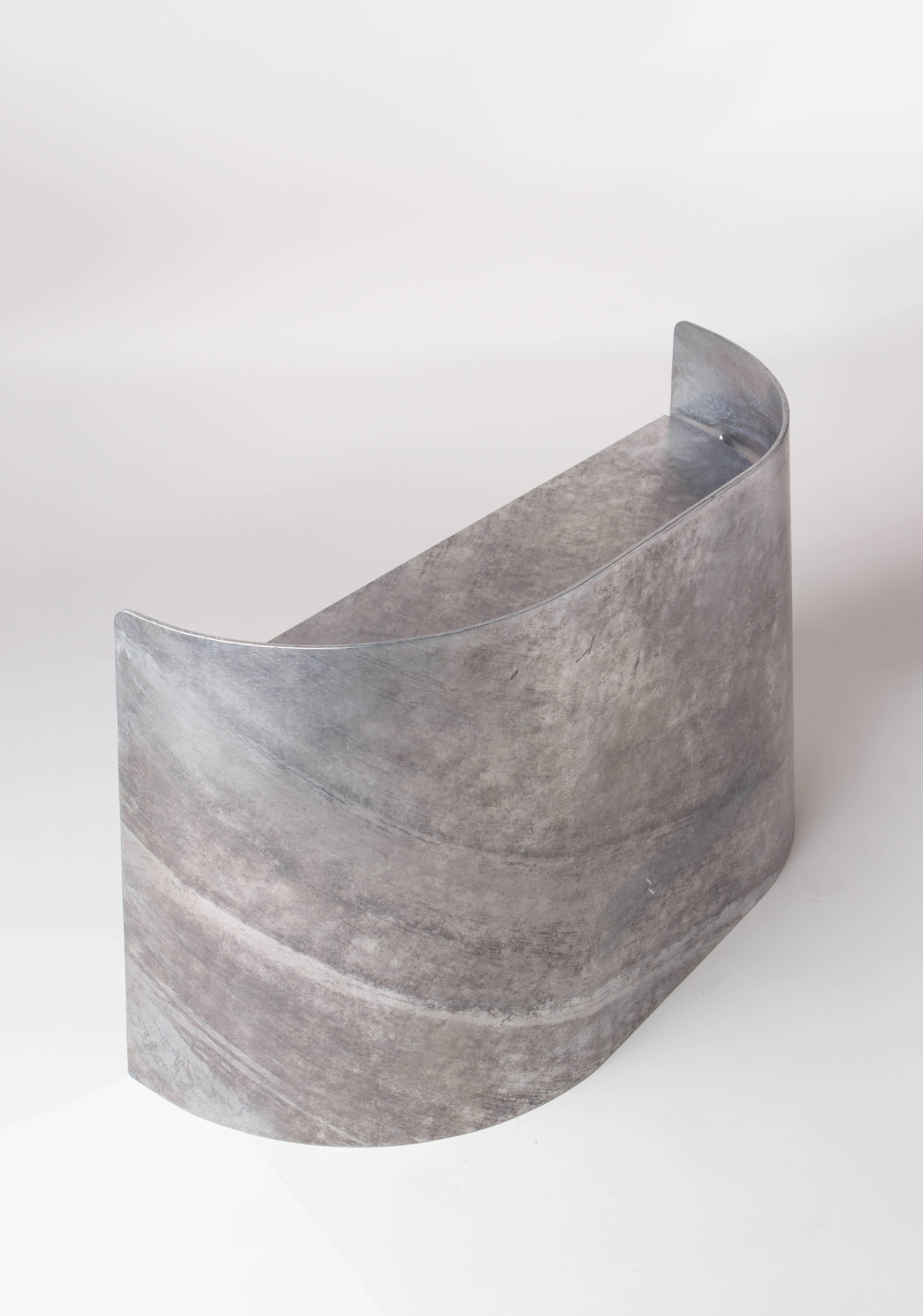 Minimalist Sentry Bench in Hot-Dipped Galvanized Steel for Foyer by Jonathan Nesci For Sale