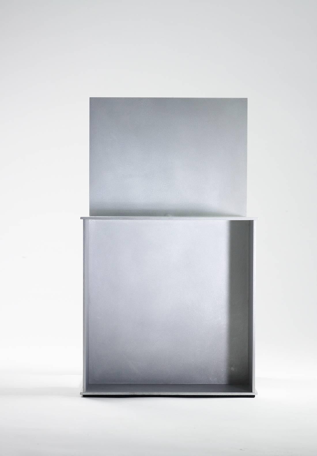 Minimalist Hall Side Chair in Waxed and Polished Aluminium Plate by Jonathan Nesci For Sale