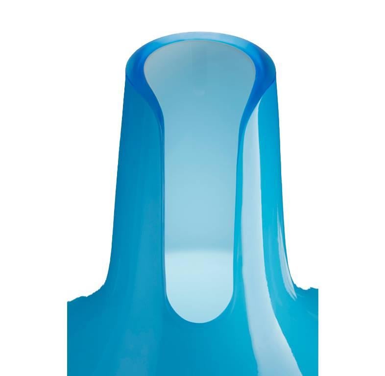 Italian Large Vase Blue Murano Glass 'Salaka' Contemporary Design by Satyendra Pakhalé For Sale