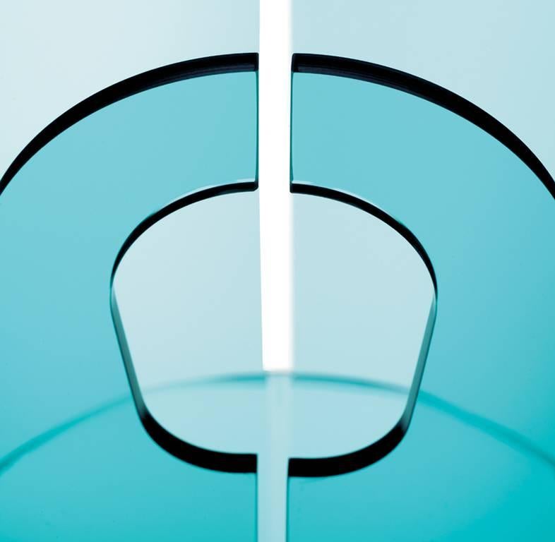 Italian Contemporary Centerpiece Bent Glass Akasma Basket Tall Acquamarine blue For Sale