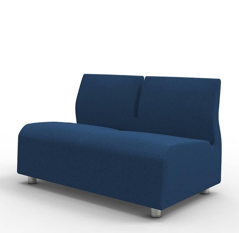 Italian Two seater Conversation Upholstered Blue Sofa Satyendra Pakhale 21st Century For Sale